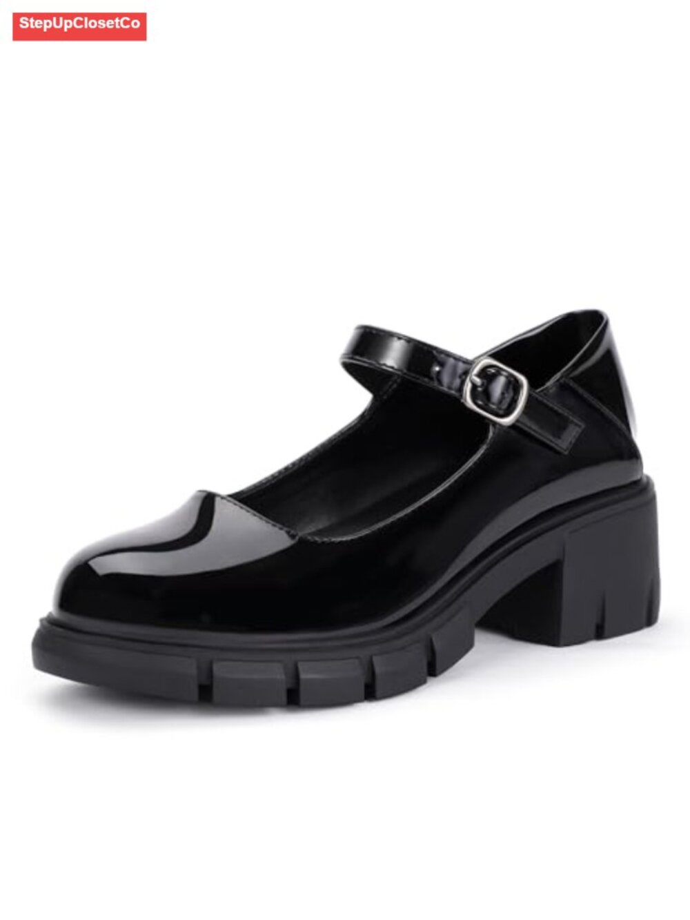 IDIFU Mary Jane Platform Pumps Low Block Heel Dress Shoes Women Comfortable